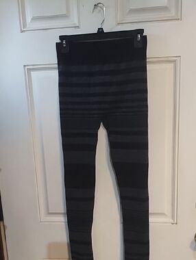 Goldmedal Black and Gray Striped Leggings